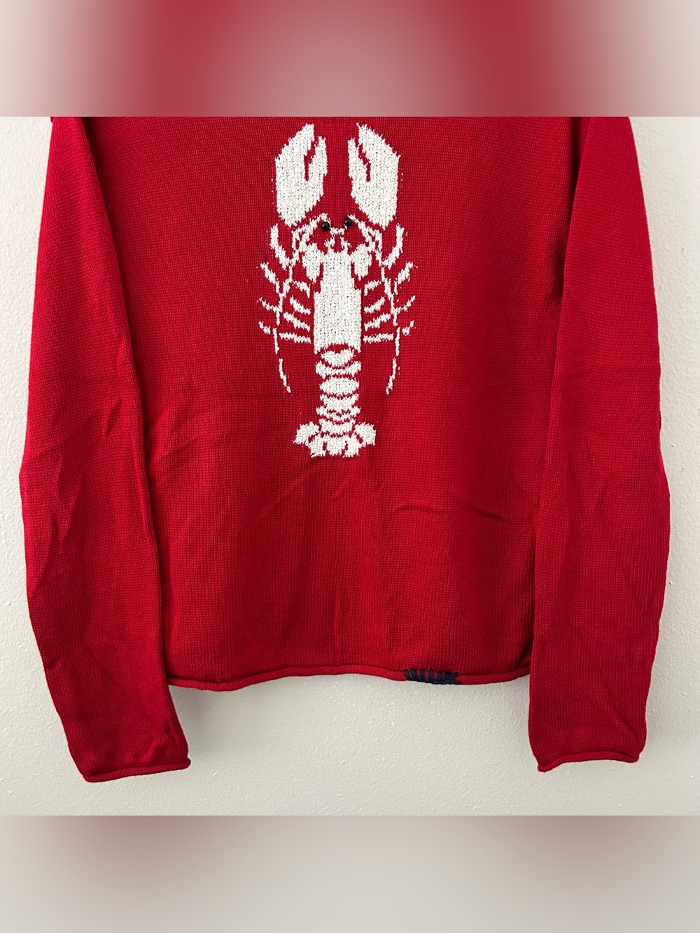Lobster Roll Neck Sweater Womens Size XS Fisherman Nautical Coastal Beach Cotton - Picture 3 of 10